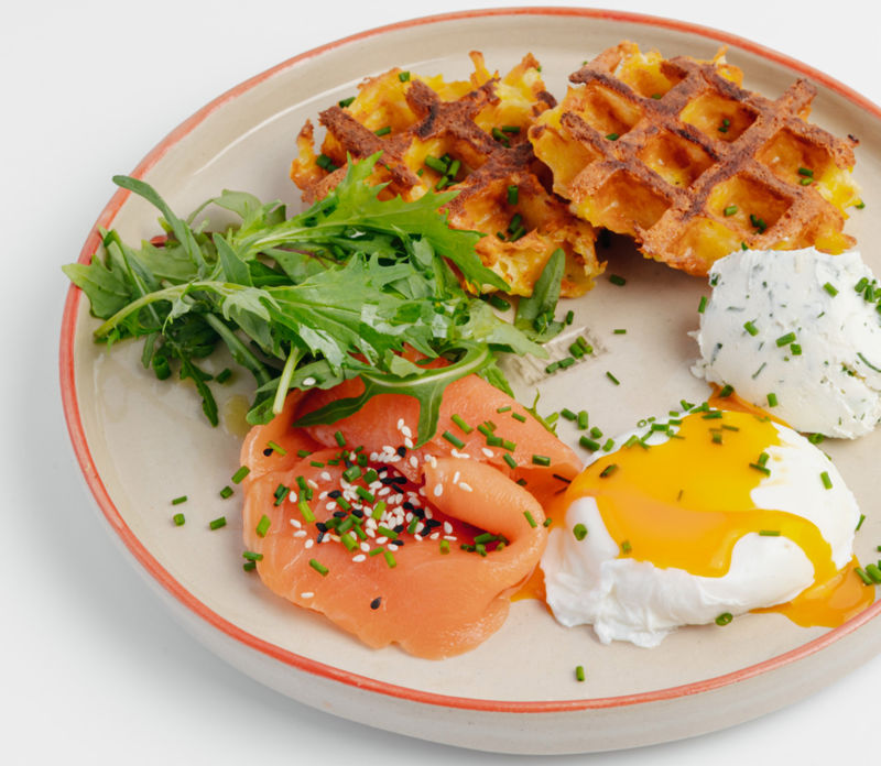Драники-вафли с лососем