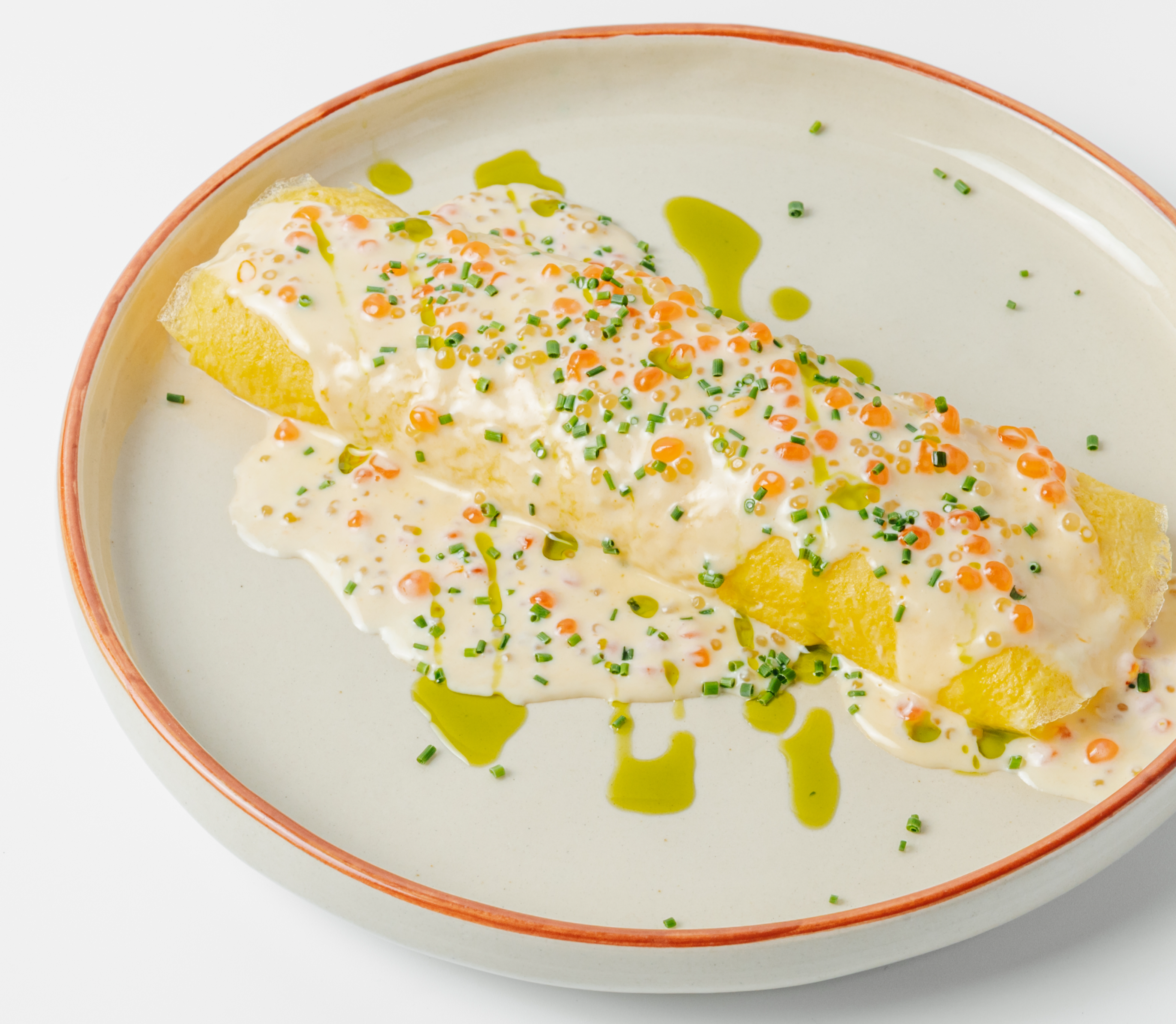 Сливочный омлет с красной икрой